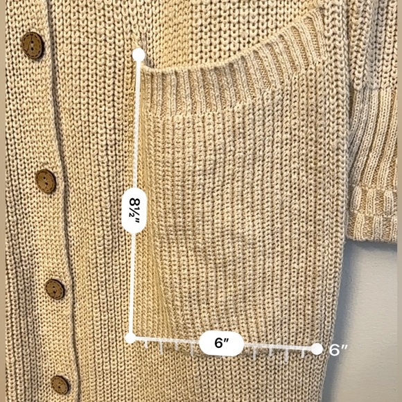 Free People Its Alright Cardi Beige Women Size Medium Chunky Knit Pocket Buttons - Picture 16 of 16
